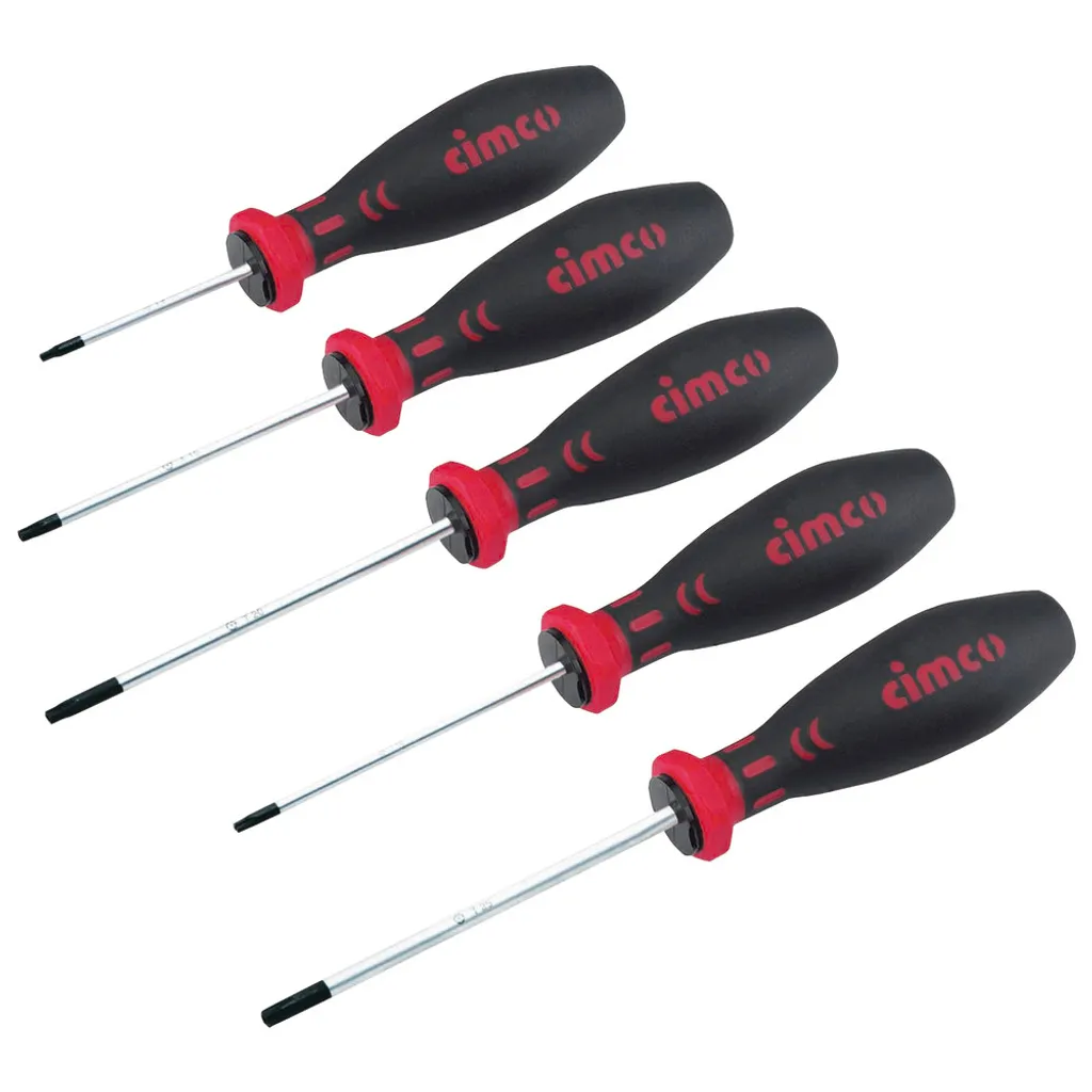 Tournevis Torx CIMCO 117300 anti-glissement pour vis bloquées 5 pces