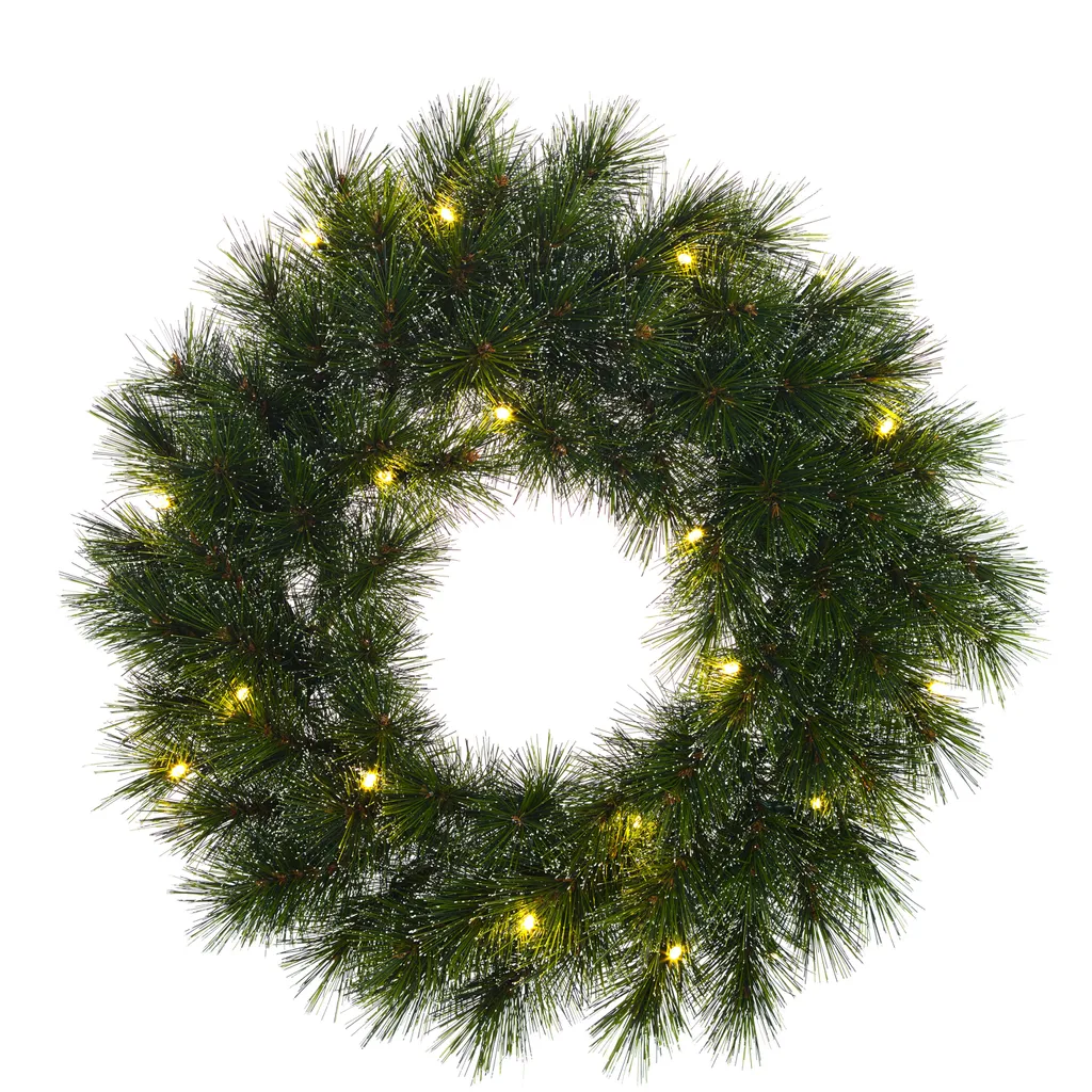 Couronne de Noël Lumineuse 60cm Vert Sapin - Décoration Intérieure LED