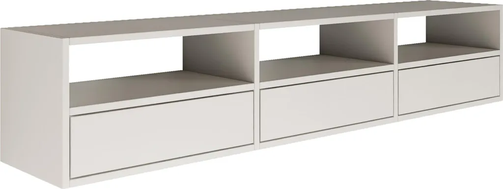 Selsey Framme - Pannello TV pensile con tre ante e ripiani aperti, bianco, 150 cm