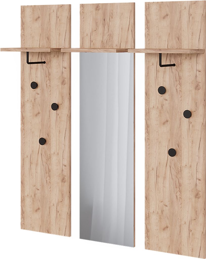Wandgarderobe Vicco Siri Goldkraft Eiche Set mit 3 Wandgarderoben, Model 52059