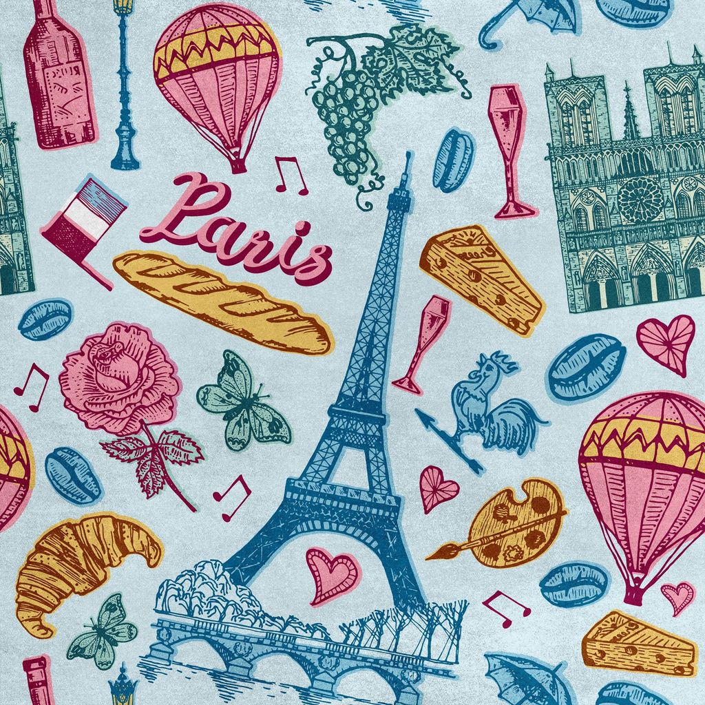 Royal Samt Stoff Polyester Zum Nähen - Motiv Paris 2