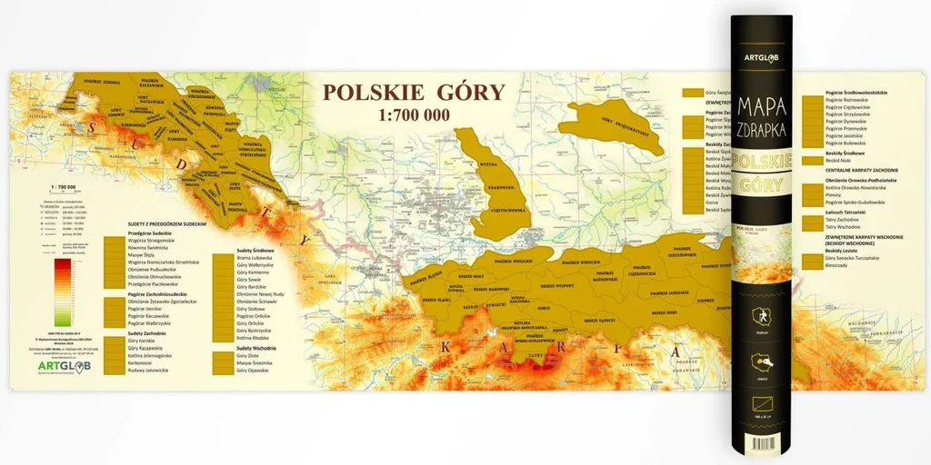 Carte à gratter Montagnes Polonaises ArtGlob 1:700 000 pour randonneurs