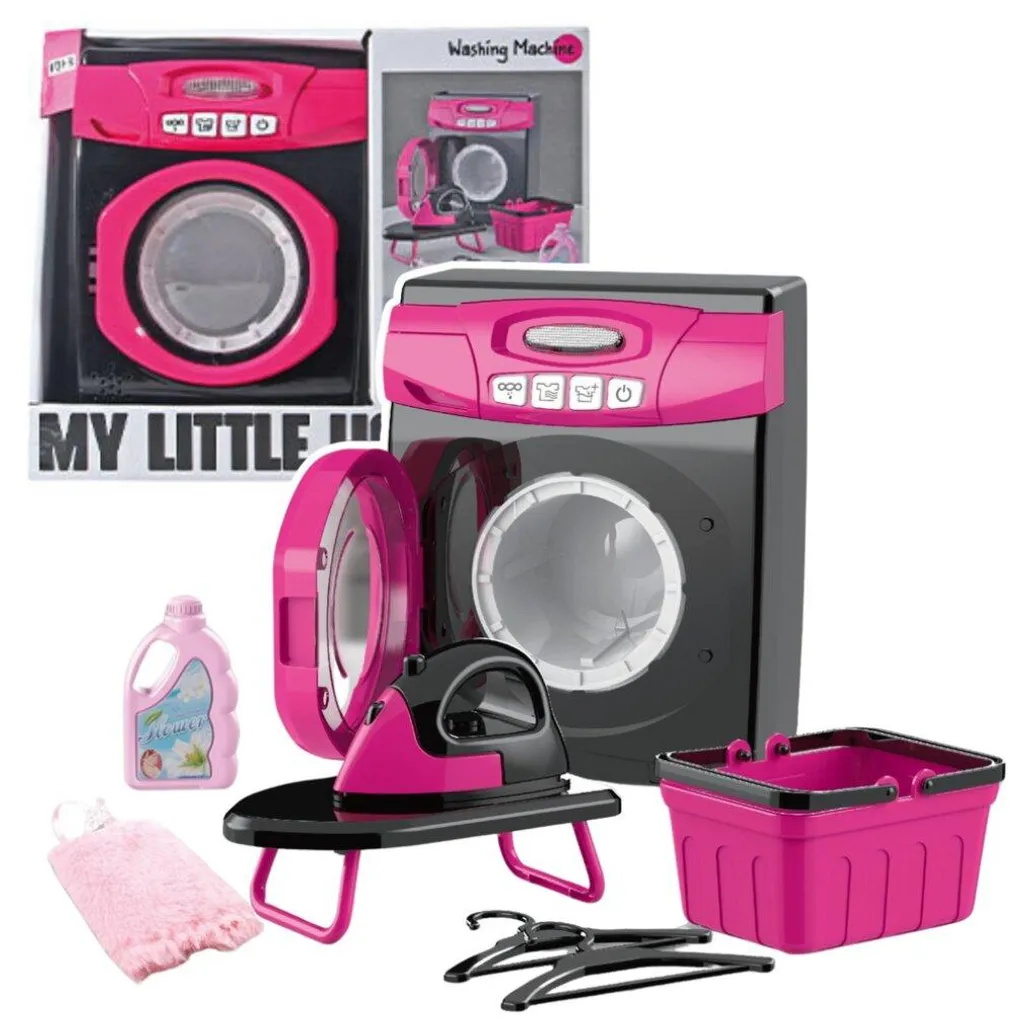 Machine à laver pour enfant interactive rose pour jouer à la buanderie