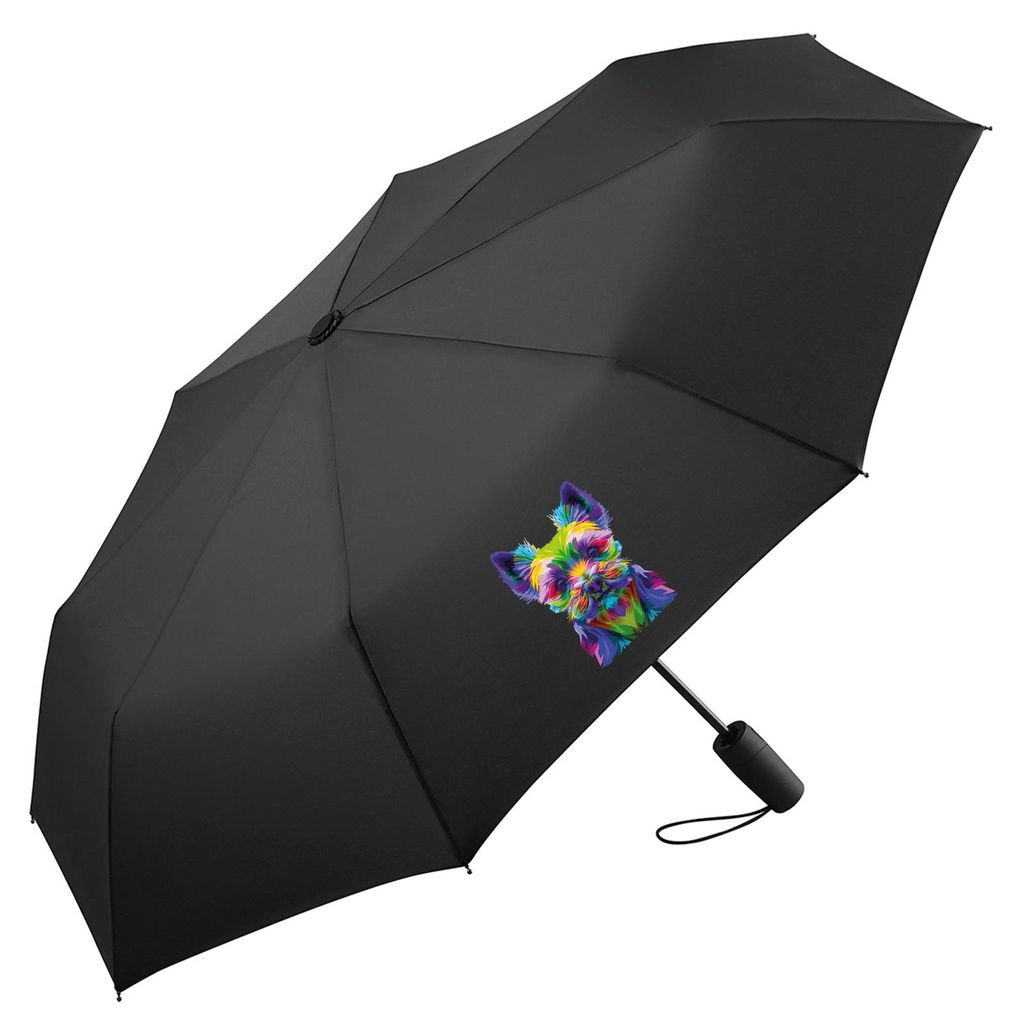 Huuraa Regenschirm Yorkshire Terrier Colorful 98cm Schwarz Sturmfest Taschenschirm Geschenkidee