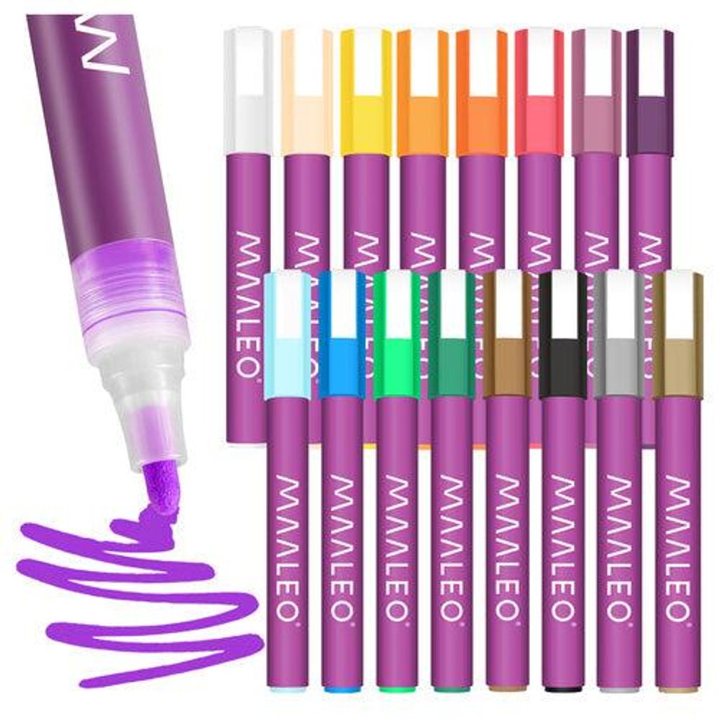 Acrylfarbenmarker-Set, 16 Farben, wasserfest, 8 ml