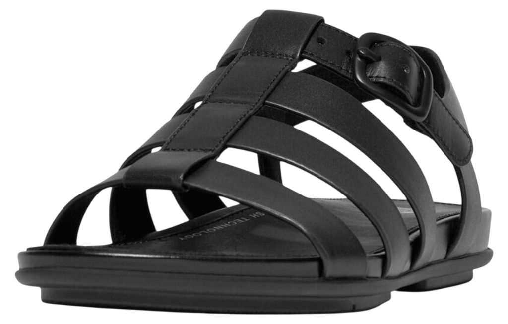 Fit Flop - "Fisherman" Schnalle Sandalen für Damen, Gummi GT12749 (39 EU) (Schwarz)