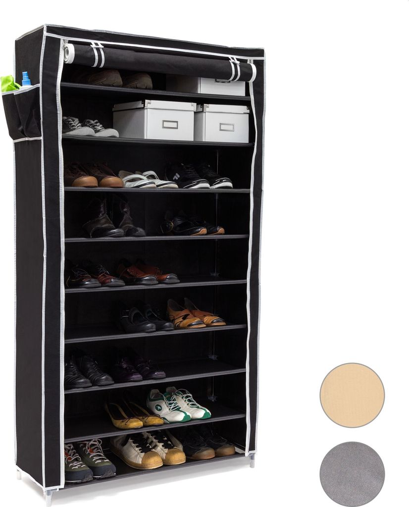 relaxdays 2 x Schuhschrank VALENTIN hoch schwarz