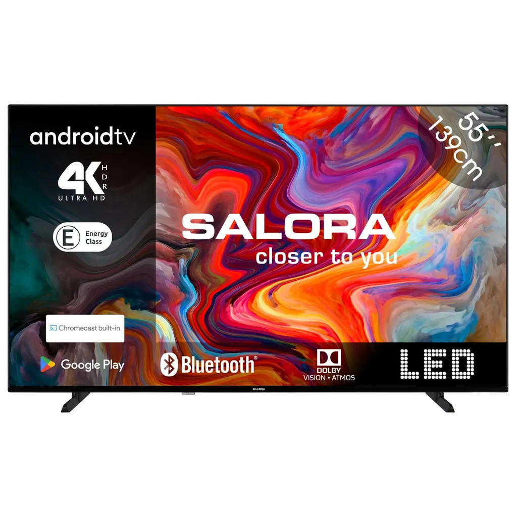 TV LED 4K Salora SMART55TV 139cm avec WLAN Intégré et Résolution Ultra HD