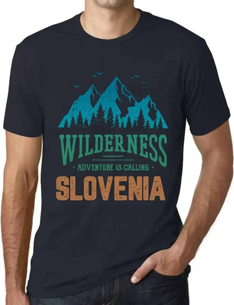 Herren Grafik T-Shirt Die Wildnis das Abenteuer ruft in Slowenien – Wilderness, Adventure Is Calling Slovenia – Öko-Verantwortlich Vintage Jah...