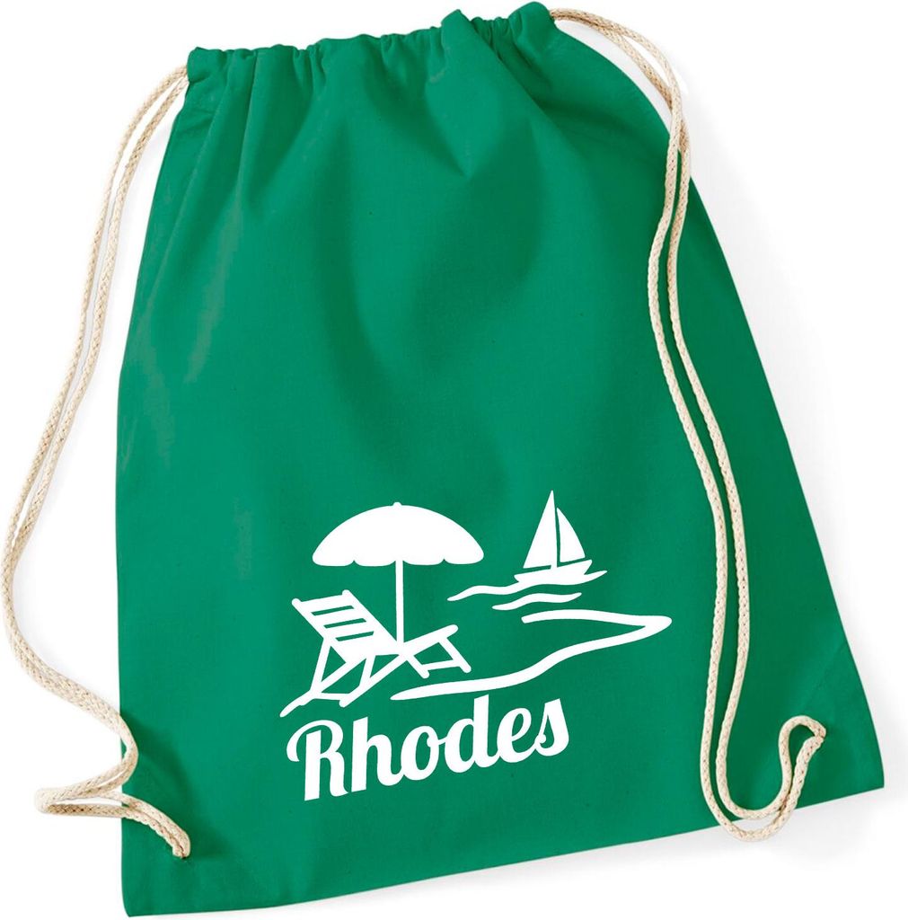 Huuraa Turnbeutel Rhodes Griechenland 12 Liter Kelly Green Baumwolle Rucksack Geschenkidee