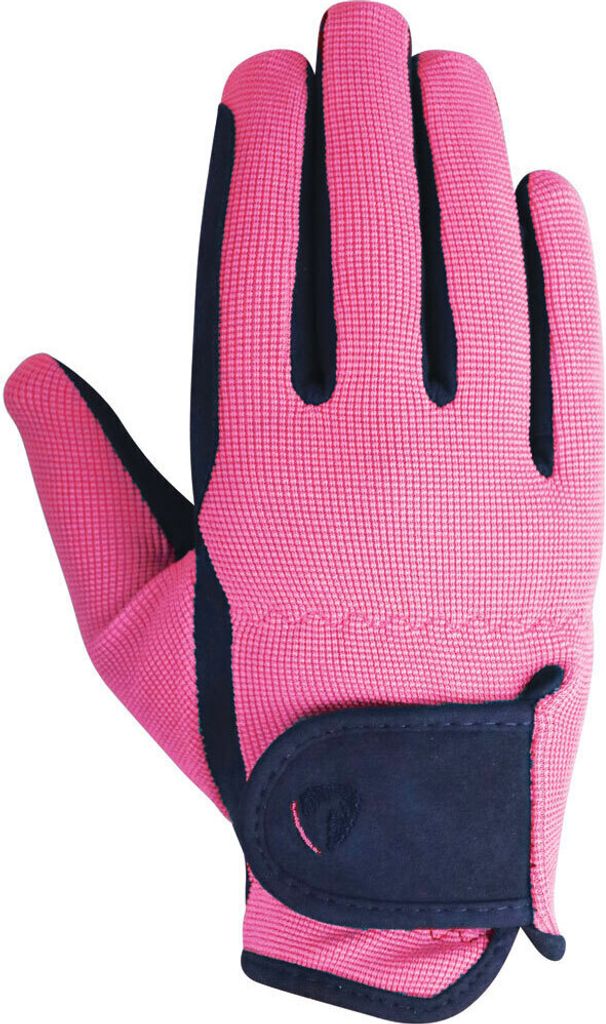 Hy - Kinder Reithandschuhe "Belton" - Kunststoff BZ4314 (L) (Marineblau/Pink)