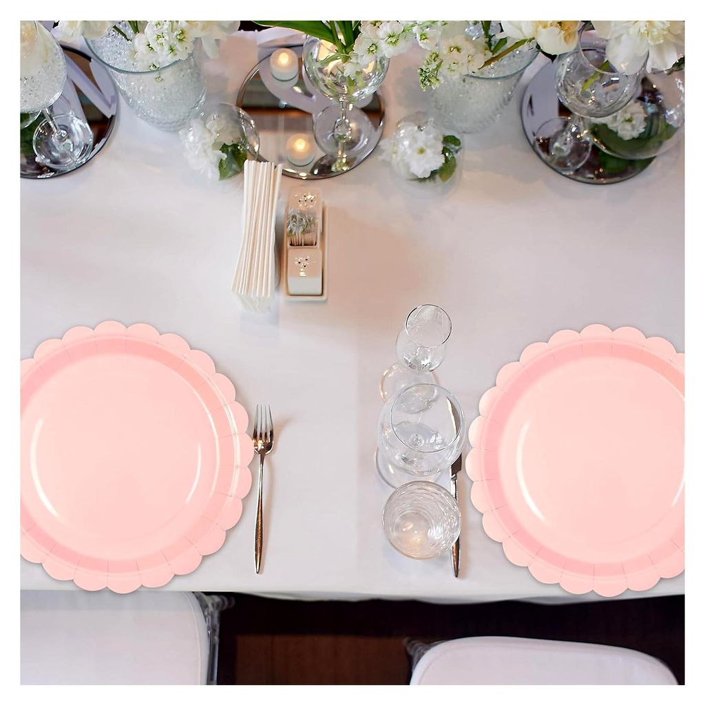 50 Stück Partyteller 18 cm aus Papier für Geburtstagsfeiern, Hochzeiten und Gartenpartys (Rosa)