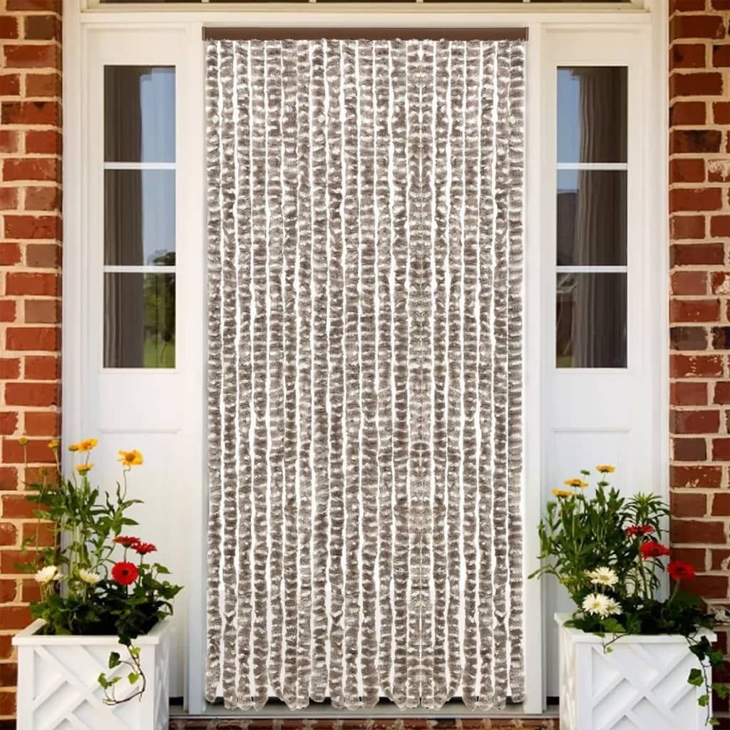 (Robust Möbel)Fliegenvorhang Taupe und Weiß 100x230cm Chenille DE904901 - Plissees