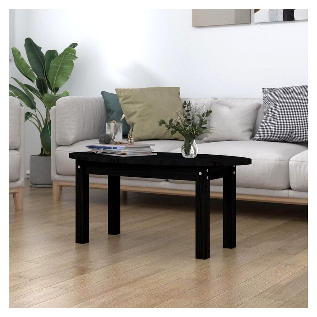 Couchtisch Schwarz 80x40x35cm Massivholz Kiefer