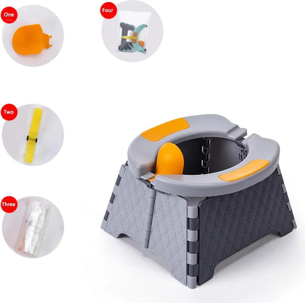 Siège de toilette pliable pour bébé - Pot de voyage compact coloris gris
