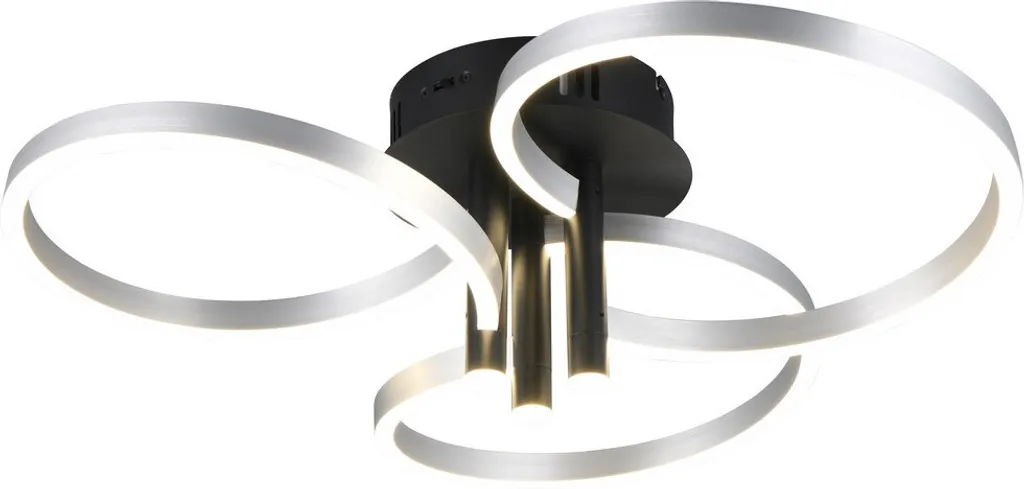 Plafonnier LED Trio CARUSO 43W Argent et Noir 3 Cercles Design Moderne