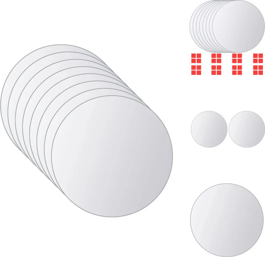 16 Specchi Circolari da Parete vidaXL - Vetro 4mm Senza Cornice