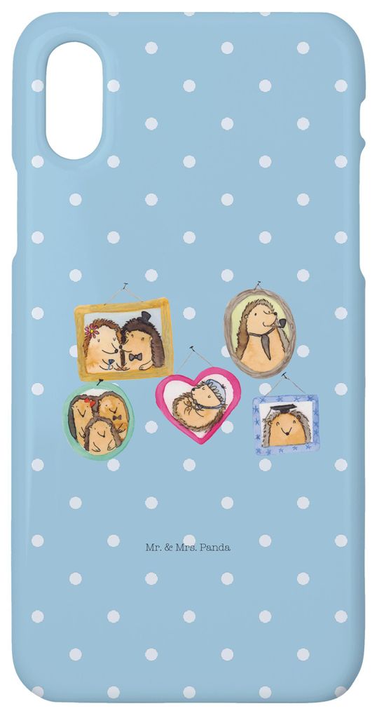 Mr. & Mrs. Panda Iphone 10 Handyhülle Igel Familie - Blau Pastell - Geschenk, Mama, Glück, Liebe, X, Hülle, Bilder, Handy, Muttertag, Cover