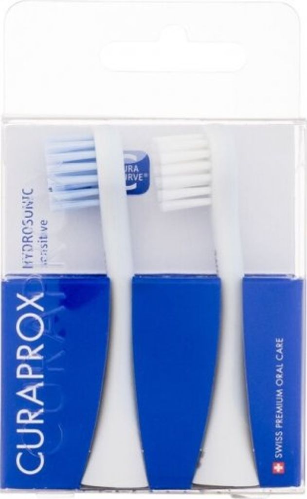 A package of three Curaprox Hydrosonic sensitive toothbrush heads.