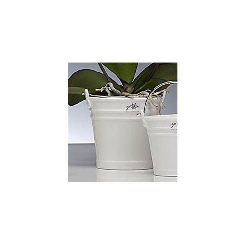 Blumentopf, Übertopf mit Henkel Porzellan weiß H. 14cm D. Produktbild 