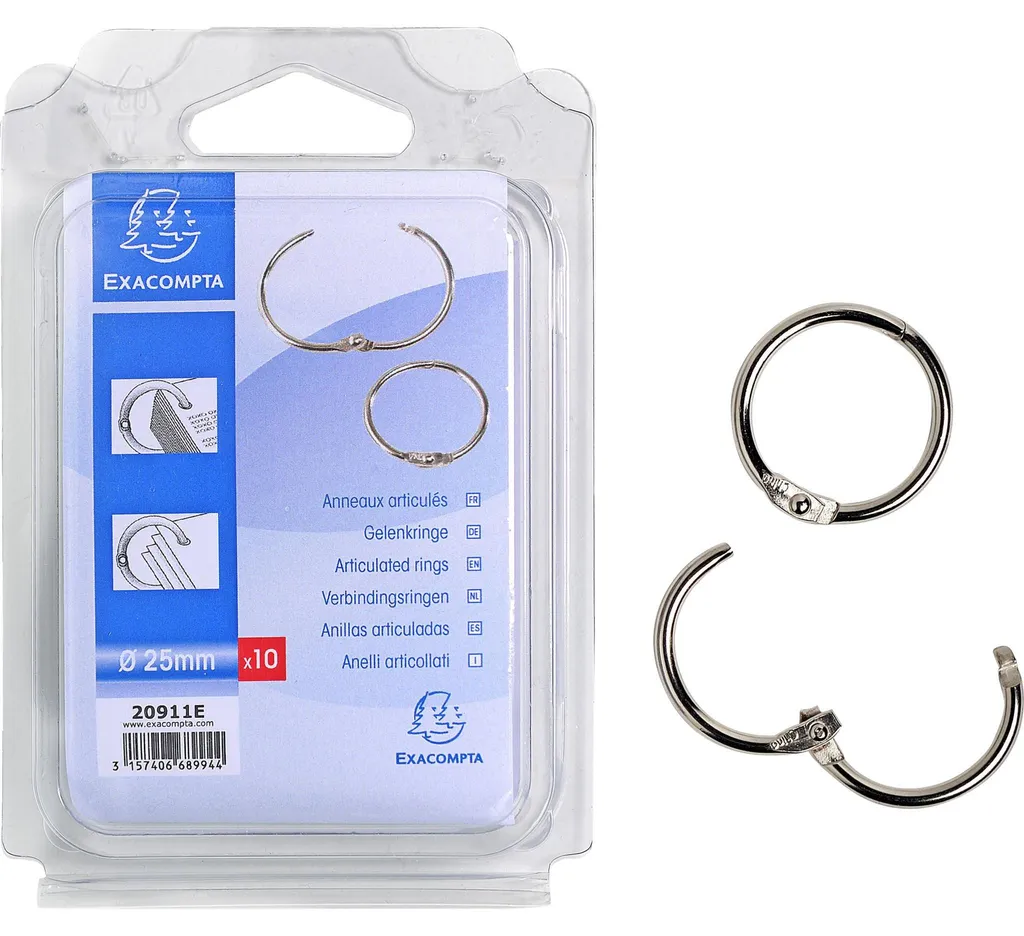 Anneaux de reliure 25mm pour dossiers - Lot de 100 anneaux ouvrants