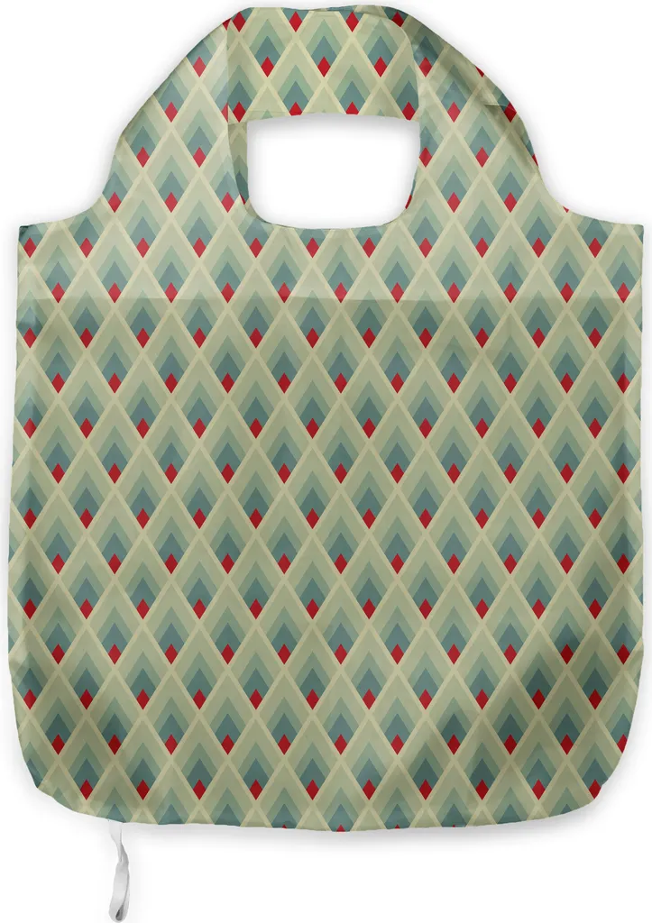 ABAKUHAUS Borsa geometrica in tessuto, forma a montagna, pratica borsa per la spesa quotidiana, verde pallido, rosso, avorio