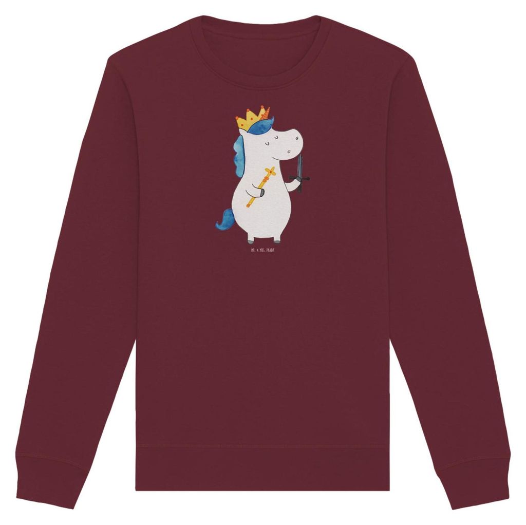 Mr. & Mrs. Panda Bio Pullover Einhorn König mit Schwert Größe S - Burgundy - Geschenk, Unicorn, Mittelalter, Ritter, Baumwoll, Einhörner, Pulli...