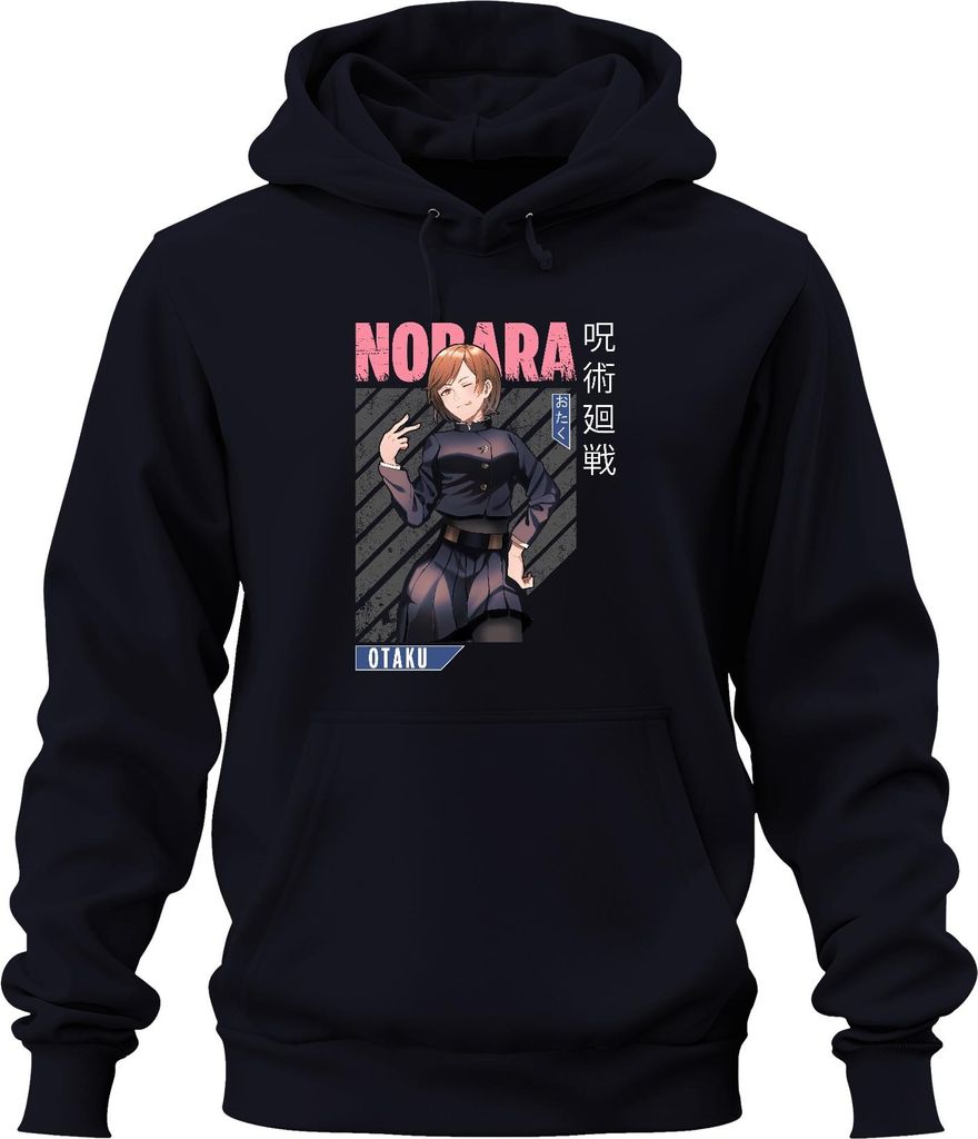 Nobara Jujutsu Kaisen Anime Ästhetik Otaku Geschenk Manga Vintage Uni Hoodie Kapuzenpullover, Navy, XL