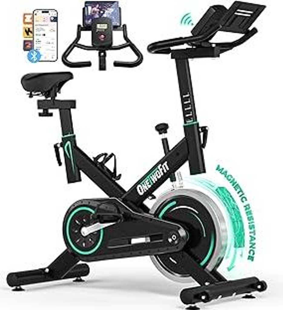 2026 Neu ONETWOFIT Leises Heimtrainer mit LCD-Display, Einstellbarem Magnetwiderstand 0-100% und Tablet-Halterung,Trainingsgerät für das Radfahre...