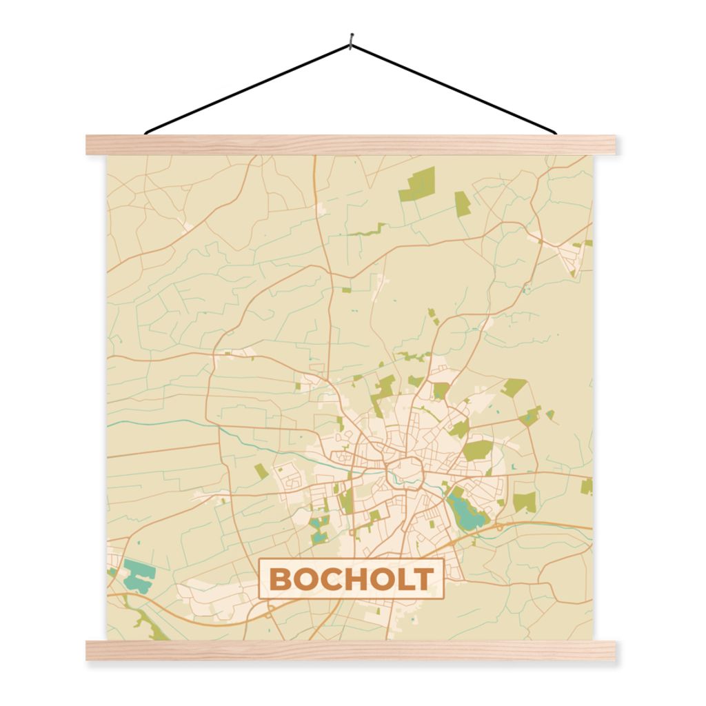 MuchoWow Textilposter Karte - Bocholt - Stadtplan - Vintage - Karte 60x60 cm mit holzfarbenen Rahmen - Wanddekoration