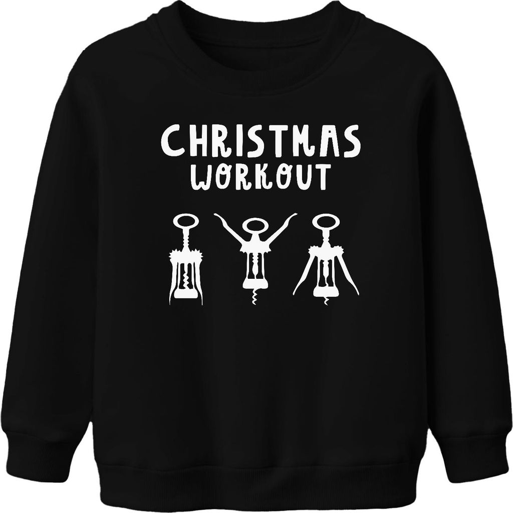 Christmas Workout Flaschenöffner Wein Winzer - Weihnachten Weihnachtsgeschenk Christmas Uni Kinder Weihnachtspullover, Schwarz, 116