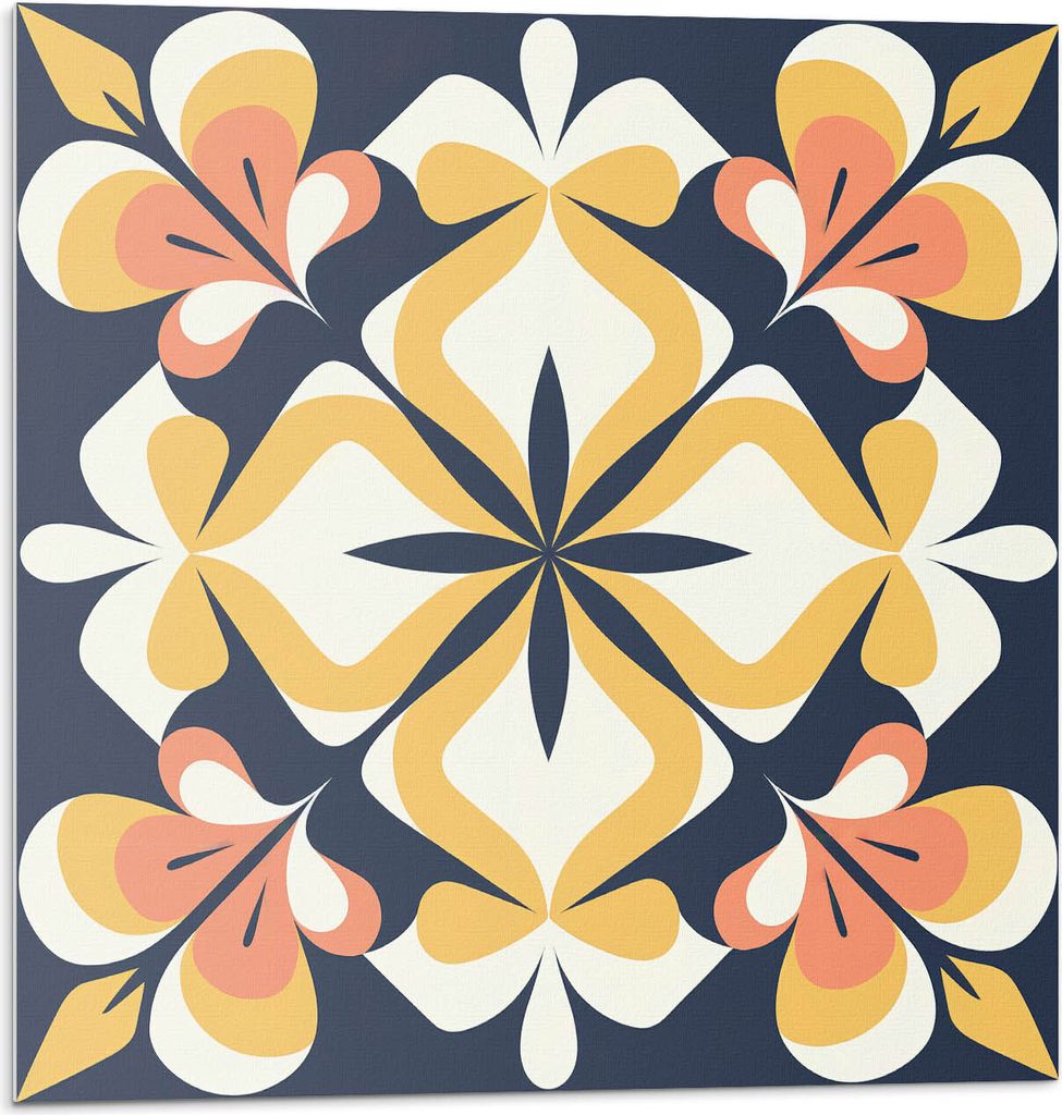 Geometrisches Blumenmuster – Selbstklebende Fliesen – Wandverkleidung – Wandpaneel – PVC Fliesen – Vinylflisen – PCV Flisen – Selbstk...