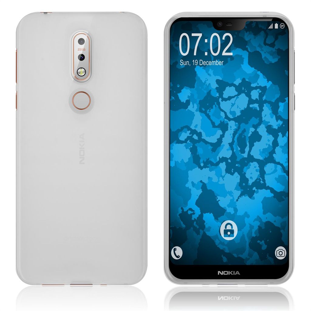 PhoneNatic Case kompatibel mit Nokia 7.1 - transparent-weiß Silikon Hülle matt Cover