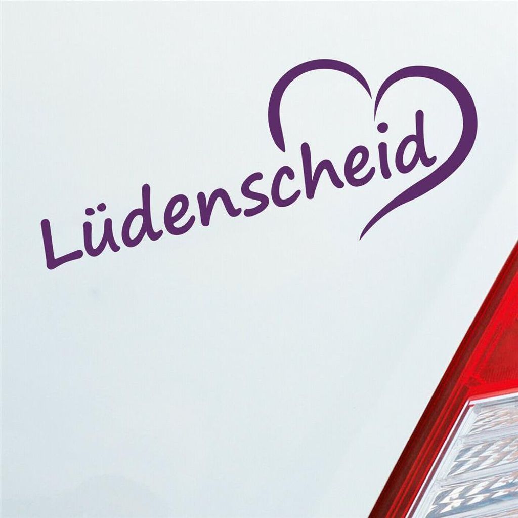 Auto Aufkleber Lüdenscheid Herz Stadt City Liebe Love 19,5x8 cm Lila Sticker Heckscheibenaufkleber