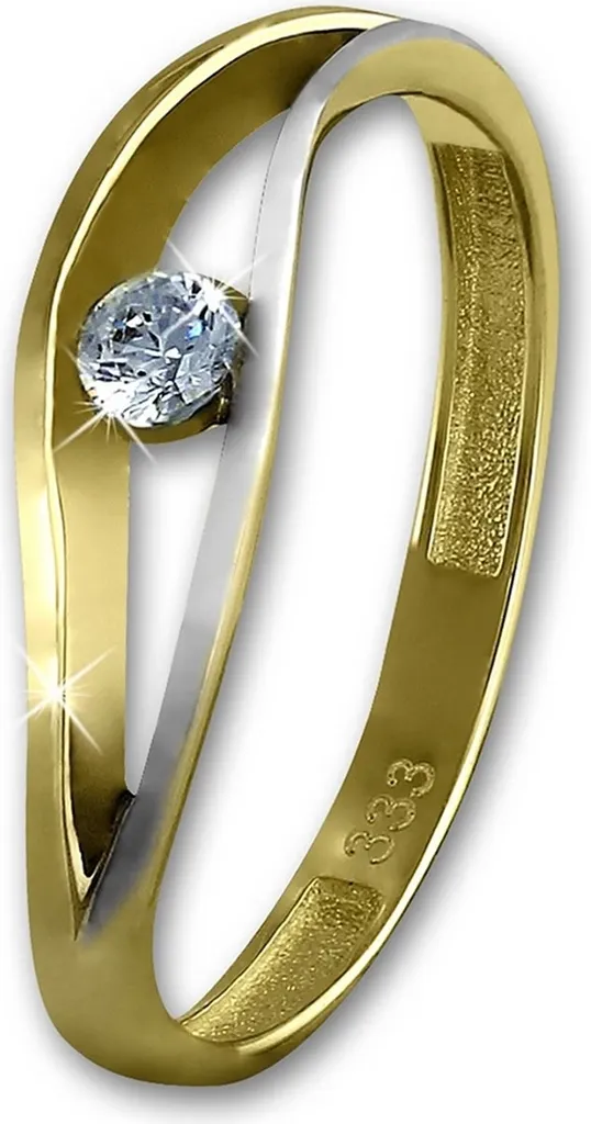 Bague Or Jaune 8k Anti-Ternissement Motif Vague Zirconium Gr 56