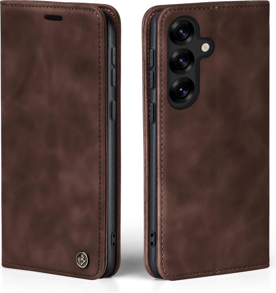 Handy Hülle für Samsung Galaxy S25+ Klapphülle Bookcase Flip Cover Handy Tasche Etui Farbe: Dunkelbraun