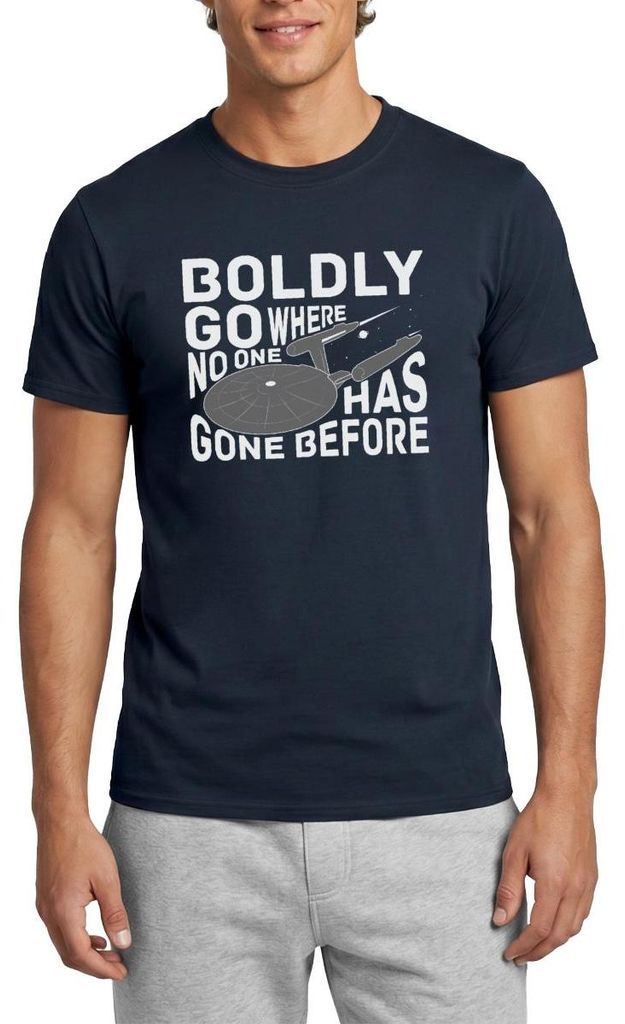 Spreadshirt Star Trek Discovery Mutige Abenteuer Männer T-Shirt, S, Navy