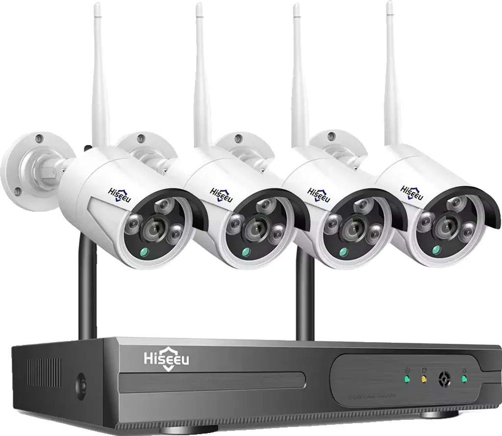 Hiseeu Système de Surveillance sans fil 10CH NVR avec 4 Caméras 5MP 1To