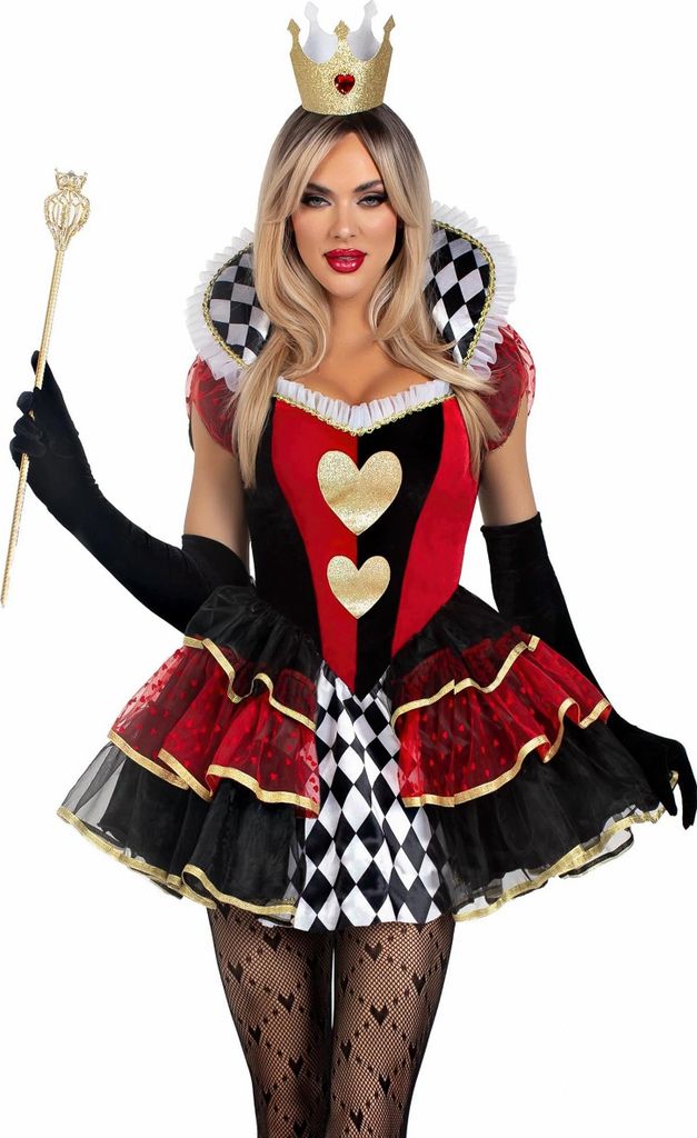 Herzkönigin Kleid - Halloween Kostüm Damen Größe: L