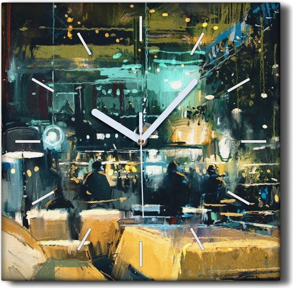 Coloray Hodiny Unikátní 30x30 cm Tiché hodiny Pro obývací pokoj a kuchyň Nástěnné hodiny Plátno Černé ručičky hodin - Restaurant Cit...