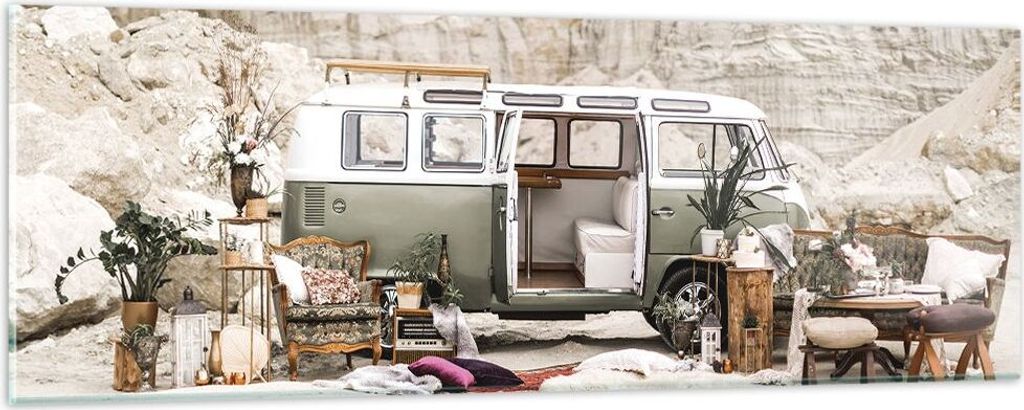 Bilder auf glas - Einteilig - Wohnmobil Boho Möbel - 90x30cm - Glasbilder - Wandbilder - Bilder - zum Aufhängen bereit - Wanddekoration aus Glas ...