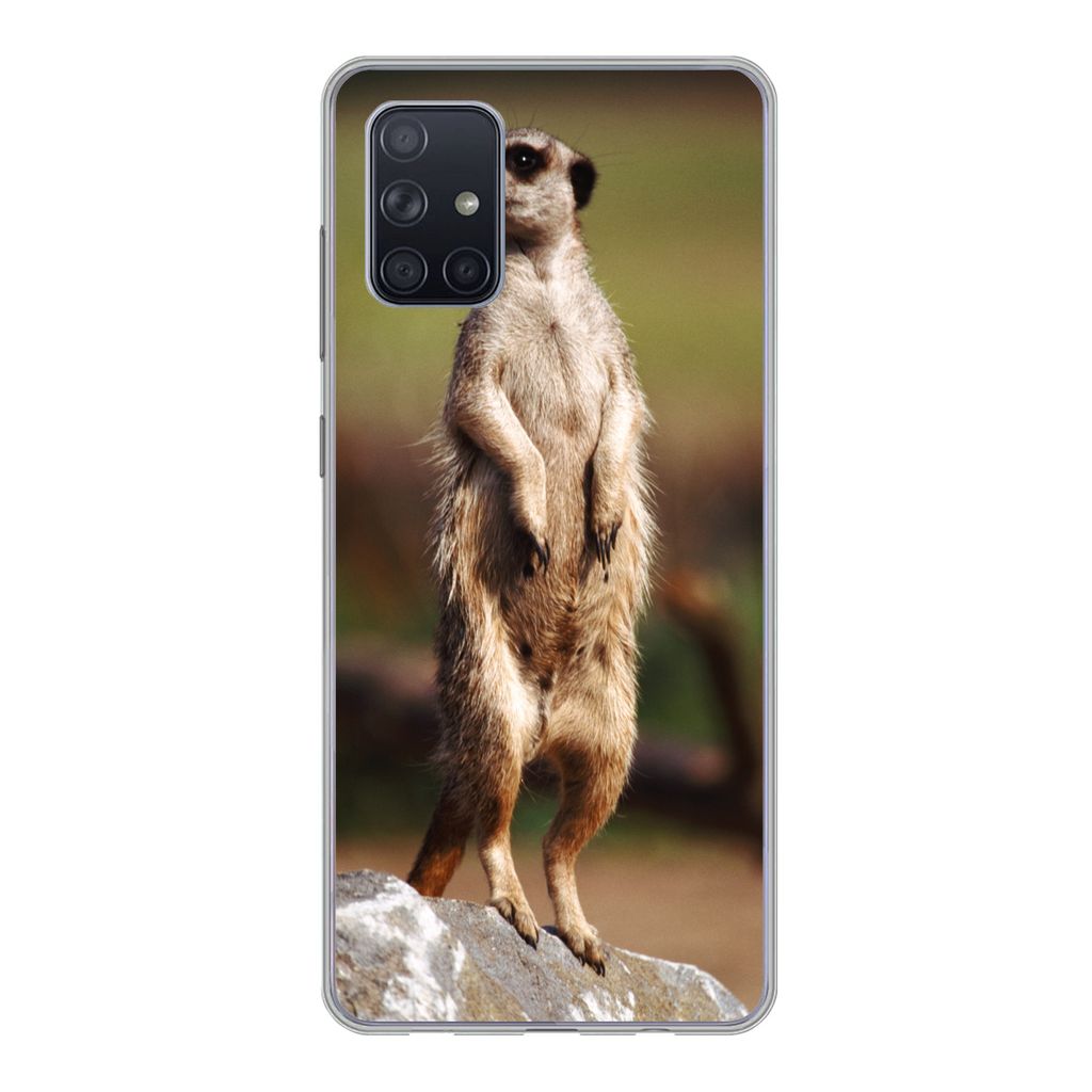 MuchoWow Handyhülle Schutzhülle Hülle für Samsung Galaxy A51 Erdmännchen - Tier - Spiel Silikon Softcase Handy Hülle - Schutzabdeckung