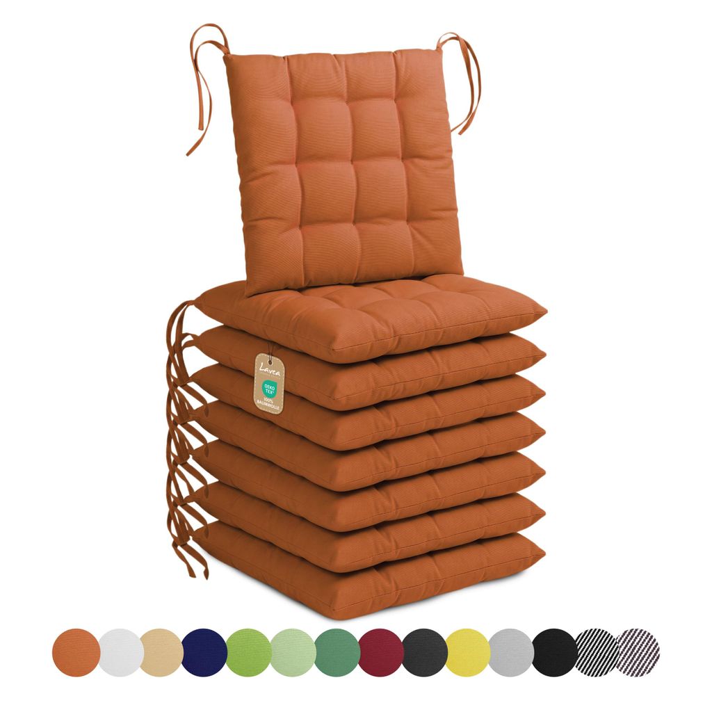 Lavea® Sitzkissen 40x40 cm - 8er Set,  mit Stoffbändern – Produktbild 