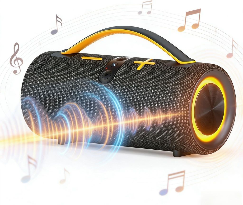 Bluetooth Box 5.3 mit 30W Leistung, TWS Stereo, RGB Licht, TF USB AUX, 8 Std Akku