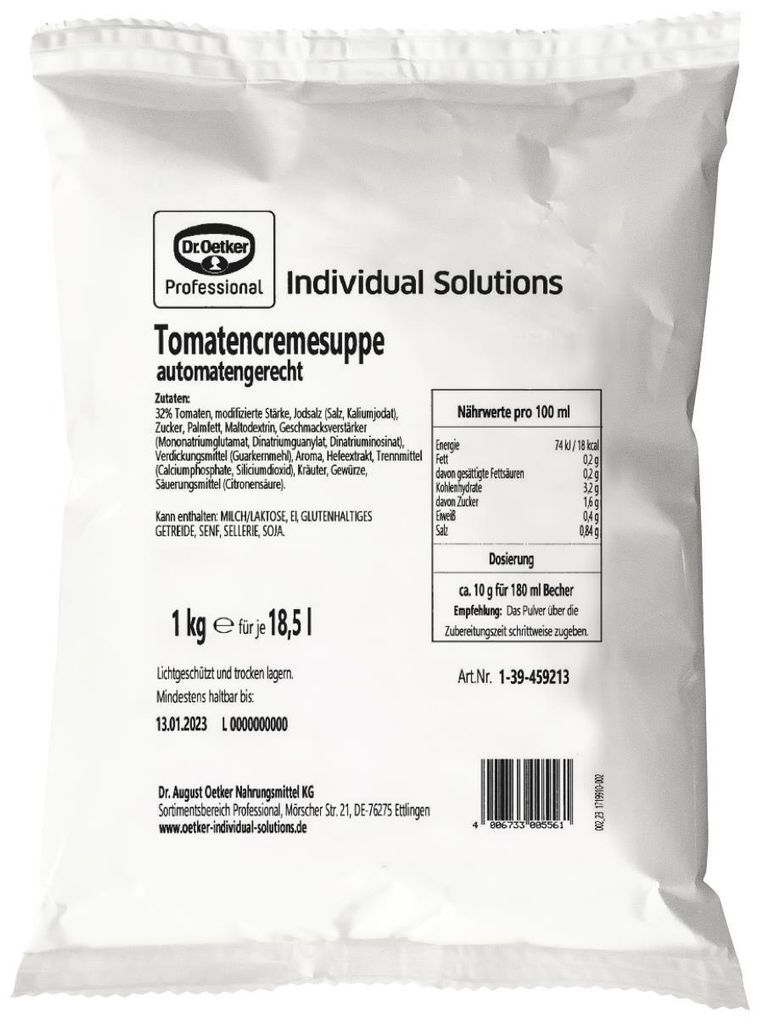 Dr. Oetker Tomatencremesuppe Automatensuppe 1kg Produktbild 