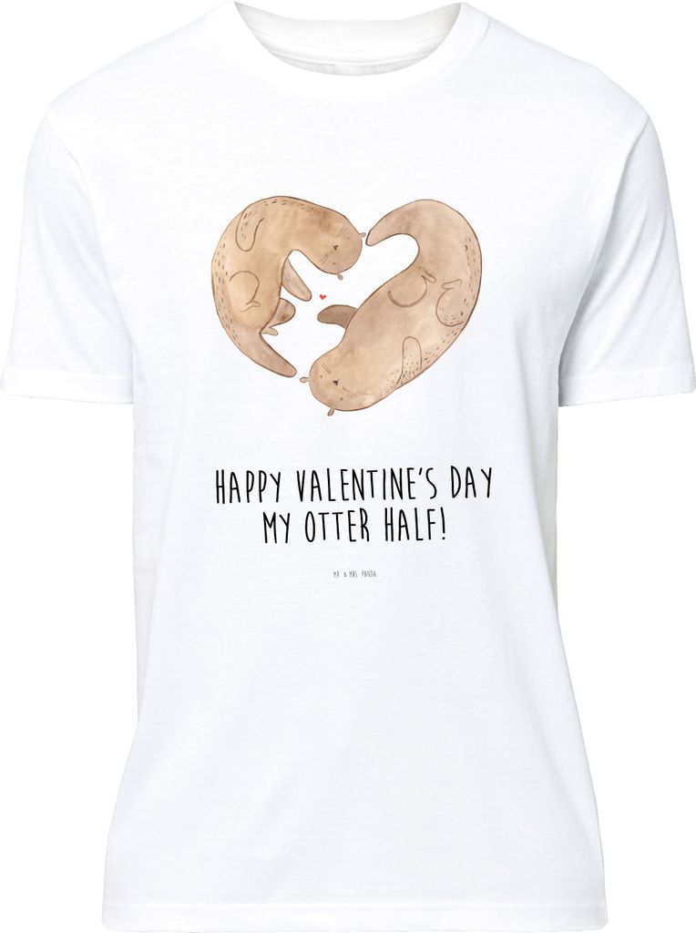 Mr. & Mrs. Panda Tshirt Otter Valentine - Weiß - Geschenk, für Freundin, Hochzeitstag, T-Shirt, S, Mitbringsel, oberteil, Valentinstag, Shirt, Fr...