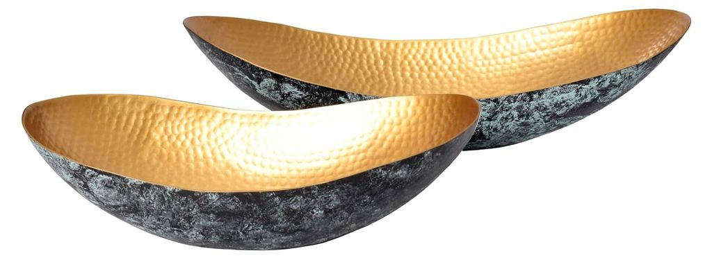 2er Set Deko-Schalen ORIENT 55cm gold Metall Patina