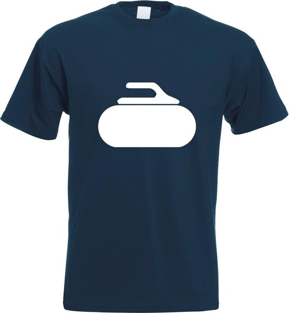 Kiwistar - T-Shirt - Navy - Curling Stein Motiv Bedruckt Funshirt Design Print - mit Motiv Bedruckt - Funshirt Design - Sport - Freizeit - Herren - XL