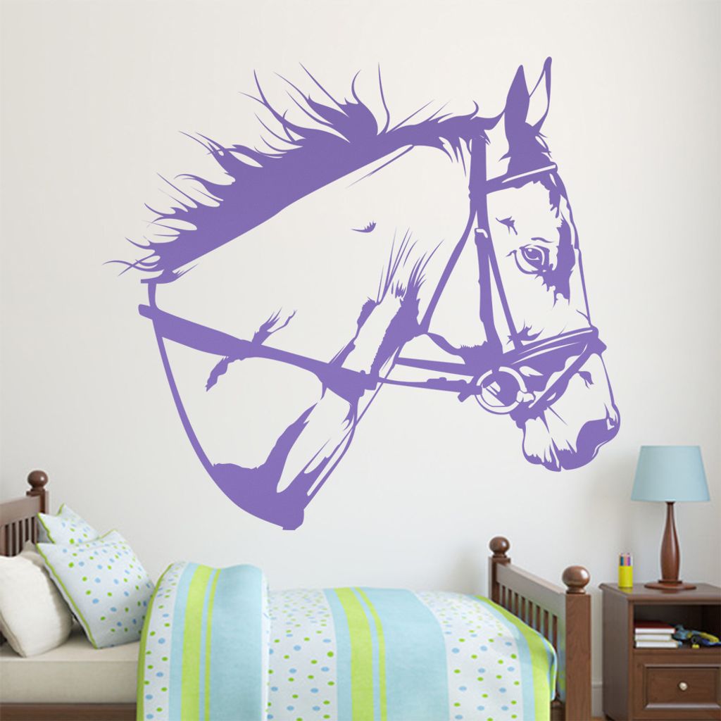 KIWISTAR Pferd mit Geschirr Wandtattoo in 6 Größen - Wandaufkleber Wall Sticker - Dekoration, Küche, Wohnzimmer, Schlafzimmer, Badezimmer