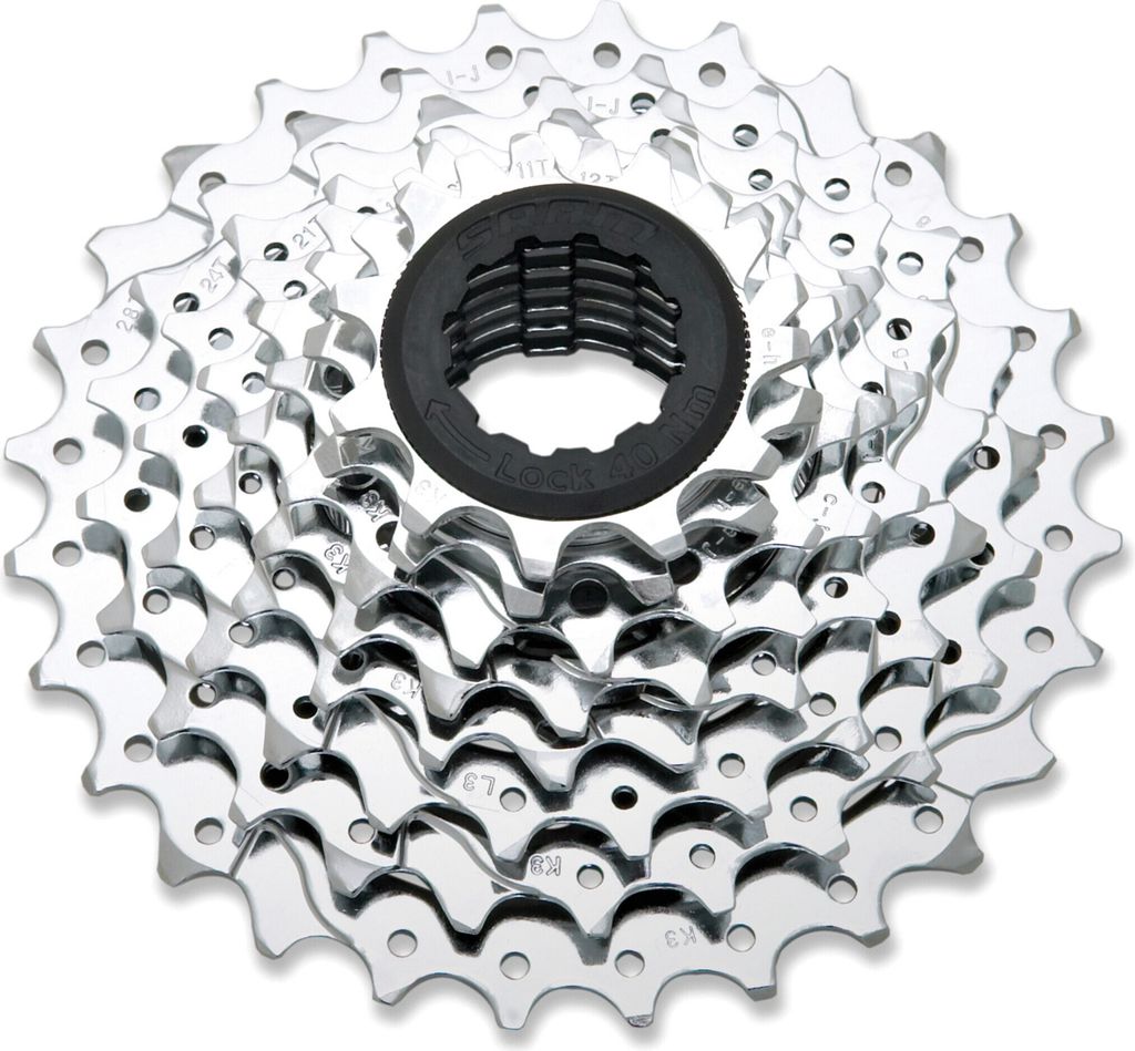 SRAM 00.0000.200.395 Zahnkranz-Kassette PG-850, 8-fach (11-12-14-16-18-21-24-28), silber